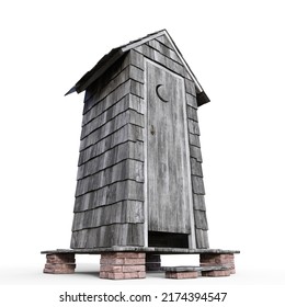 3D-Illustration Of A Outhouse In The Wild West