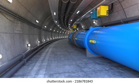 3D-illustration of a particle accelerator and hadron collider. 3D Illustration