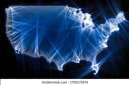 3D-Illustration Of A USA Map Done With Kirlian Aura Photography