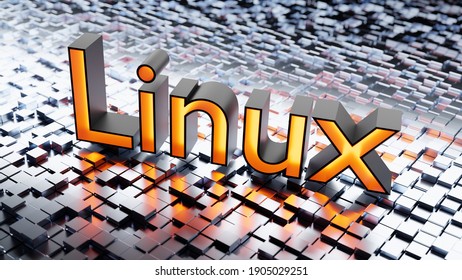 A 3D-Illustration Of The Word Linux On Metallic Cubes