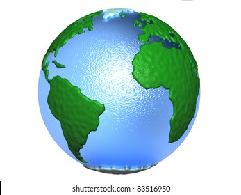 3D-modeled representation of the earth on a white background