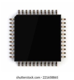 3Drender Of Computer Micro Chip Isolated On White Background