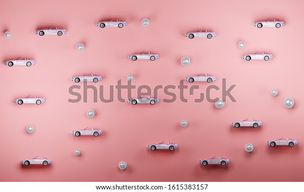 3d-render silver cars pink\
background 
