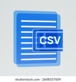 A 3D-rendered icon of csv files.