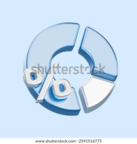 3D-rendered illustration of a segmented pie chart with a magnifying glass, symbolizing data analysis, business intelligence, market research, and financial insights.3D Rendering