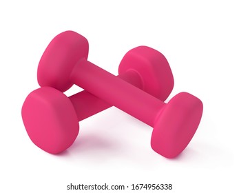 3D-rendering Dumbell Pink Isolated On White Background