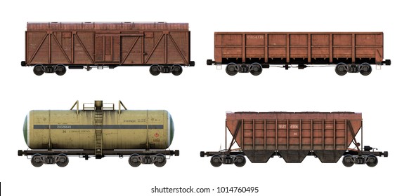 3d-renders of railroad wagons set