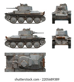 3d-renders Of Tank Pz.38(t) On White Background