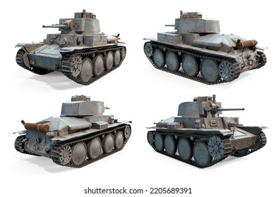 3d-renders Of Tank Pz.38(t) On White Background