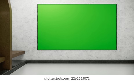 3dvirtual set studio background with green screen