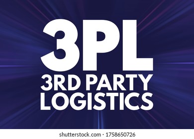 3PL Third-party logistics - organization's use of third-party businesses to outsource elements of its distribution, warehousing, and fulfillment services, acronym text concept background