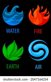 472 Cartoon fire water air earth Images, Stock Photos & Vectors ...