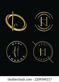 4 Golden  Logos Editable H Typography