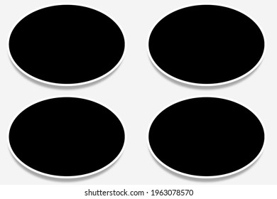 4 Oval Photo Frames With Clean Borders In Black And White Colors And Horizontal Orientation. Used As A Collage Template To Place Your Pictures Or Photographs In A Creative Layout Easily.