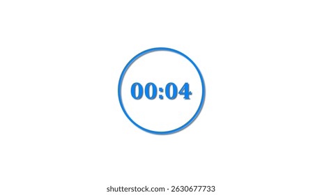 4 Seconds countdown Royal blue color 4k illustration. 4 seconds timer icon 4k illustration on white background.