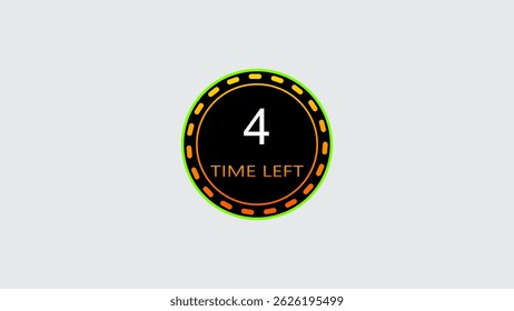 4 seconds countdown timer illustration. inside a yellow and red circle on white background emergency timer illustration, and 4k illustration.
