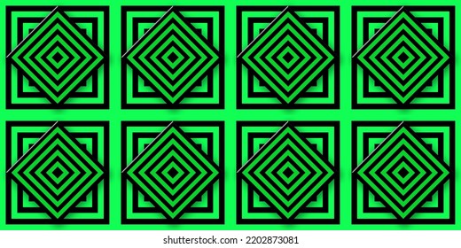 4 X 2 Diamond Shape Pattern With Black On Green Diagonal Linear Stripes Over Green Square Line Pattern Background 3d Illustration Wallpaper (set-3)