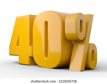 40 percent 3d illustration. Orange forty percent special offer on white background