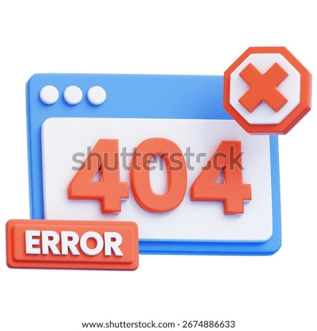 404 Error 3D Icon Isolated on White