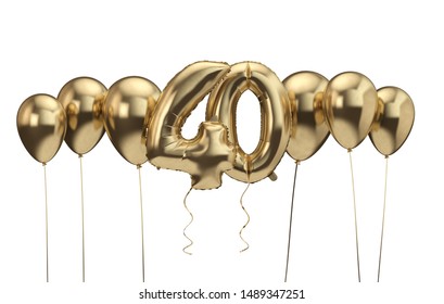 40th birthday gold balloon background. Happy Birthday. 3D Rendering - Powered by Shutterstock