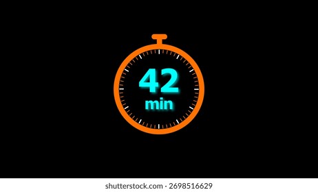 42 min clock illustration timer icon. timer 42 minutes countdown icon. motion graphic Clock 42 minute icon, blue background 4k illustration.