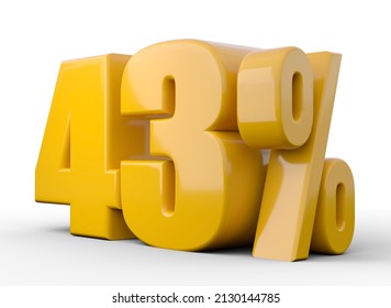 43% 3d illustration. Orange forty three percent special offer on white background