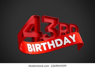 43rd or Forty Third Birthday isolated on black background. 3d illustration  - Powered by Shutterstock