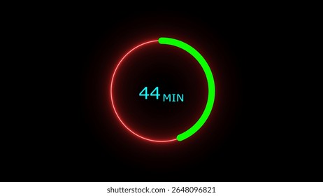44 minutes timer clock icon 4k illustration on a black background. and creating a stunning illustration .4k illustration 