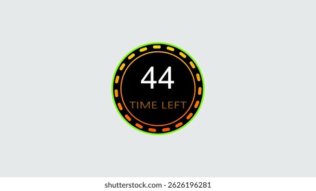 44 seconds countdown timer illustration. inside a yellow and red circle on white background emergency timer illustration, and 4k illustration.
