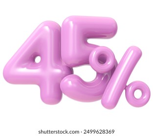 45 Percent Number3d Render With Withe Background