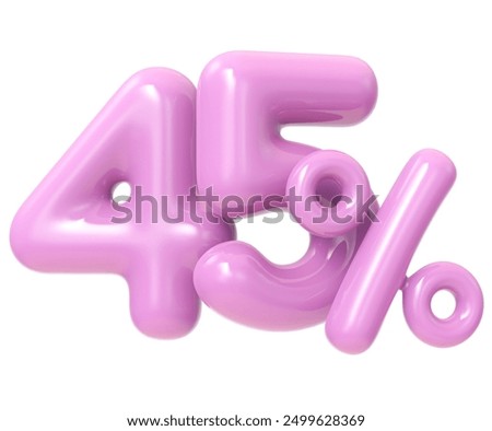 45 Percent Number3d Render With Withe Background