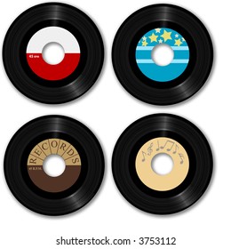 45 RPM records. Make your own music labels. Ultra-clean photo-real Illustrations.