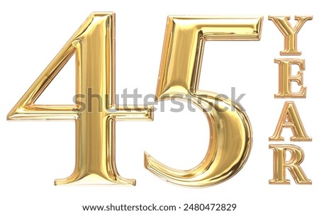 45 Year Gold 3D Render With White Background