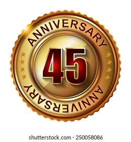 45 Years Anniversary Golden Label Stock Illustration 250058086 ...