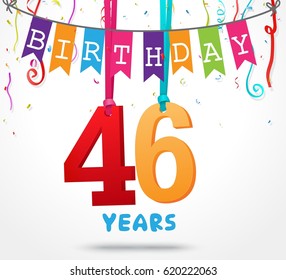 46 Years Birthday Celebration Greeting Card Stock Illustration ...