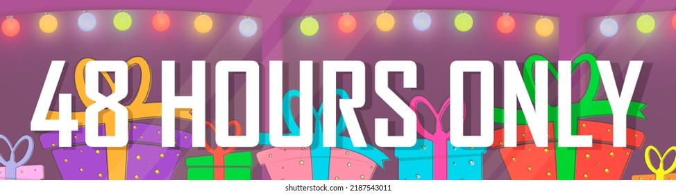 48 Hours Only, Sale Web Banner Design Template, Discount Horizontal Poster, Final Offer, Countdown Promotion