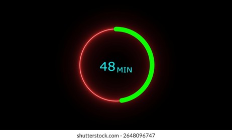 48 minutes timer clock icon 4k illustration on a black background. and creating a stunning illustration .4k illustration 