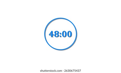 48 Seconds countdown Royal blue color 4k illustration. 48 seconds timer icon 4k illustration on white background.