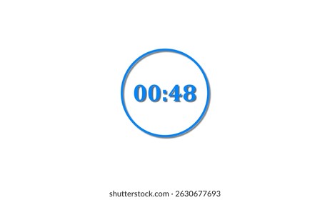 48 Seconds countdown Royal blue color 4k illustration. 48 seconds timer icon 4k illustration on white background.