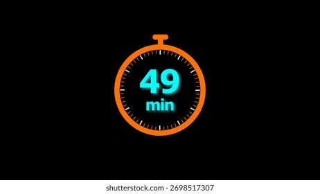 49 min clock illustration timer icon. timer 49 minutes countdown icon. motion graphic Clock 49 minute icon, blue background 4k illustration.