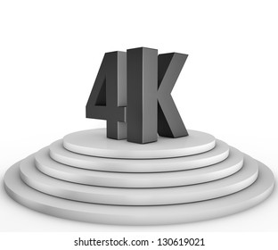 4K technology symbol isolated on pedestal