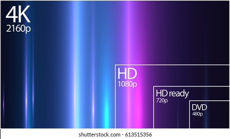 4k Television Resolution Display Comparison Resolutions Stock ...