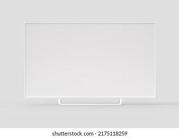 4K TV Flat Screen Lcd Or Oled, Plasma, Realistic Illustration, White Blank Monitor Mockup. Wide Flatscreen Monitor. 3d Render