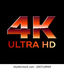 4k Ultra HD Format Logo With Shiny Chrome Letters