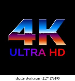 4k Ultra HD Format Logo With Shiny Chrome Letters