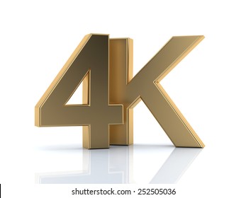 4K ultra high definition television technology golden logo icon isolated on white background
