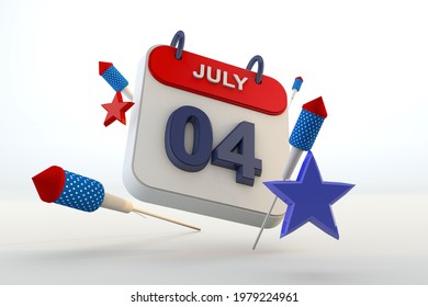 4th of July calendar independence day 3D american celebration 4 July