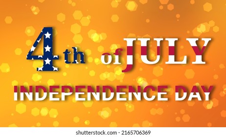 4th of july independence day of America isolated on yellow background with floating hexagon shape.
