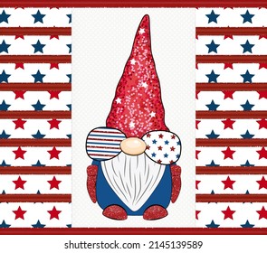 4th Of July Patriotic American Gnome Background. 