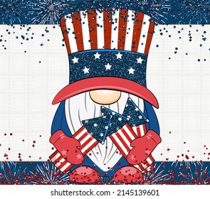 4th Of July Patriotic American Gnome Background. 